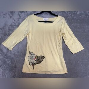 Key Lime Pie VTG 3/4 Sleeve Blouse Top Women’s Small Yellow Cute Coquette